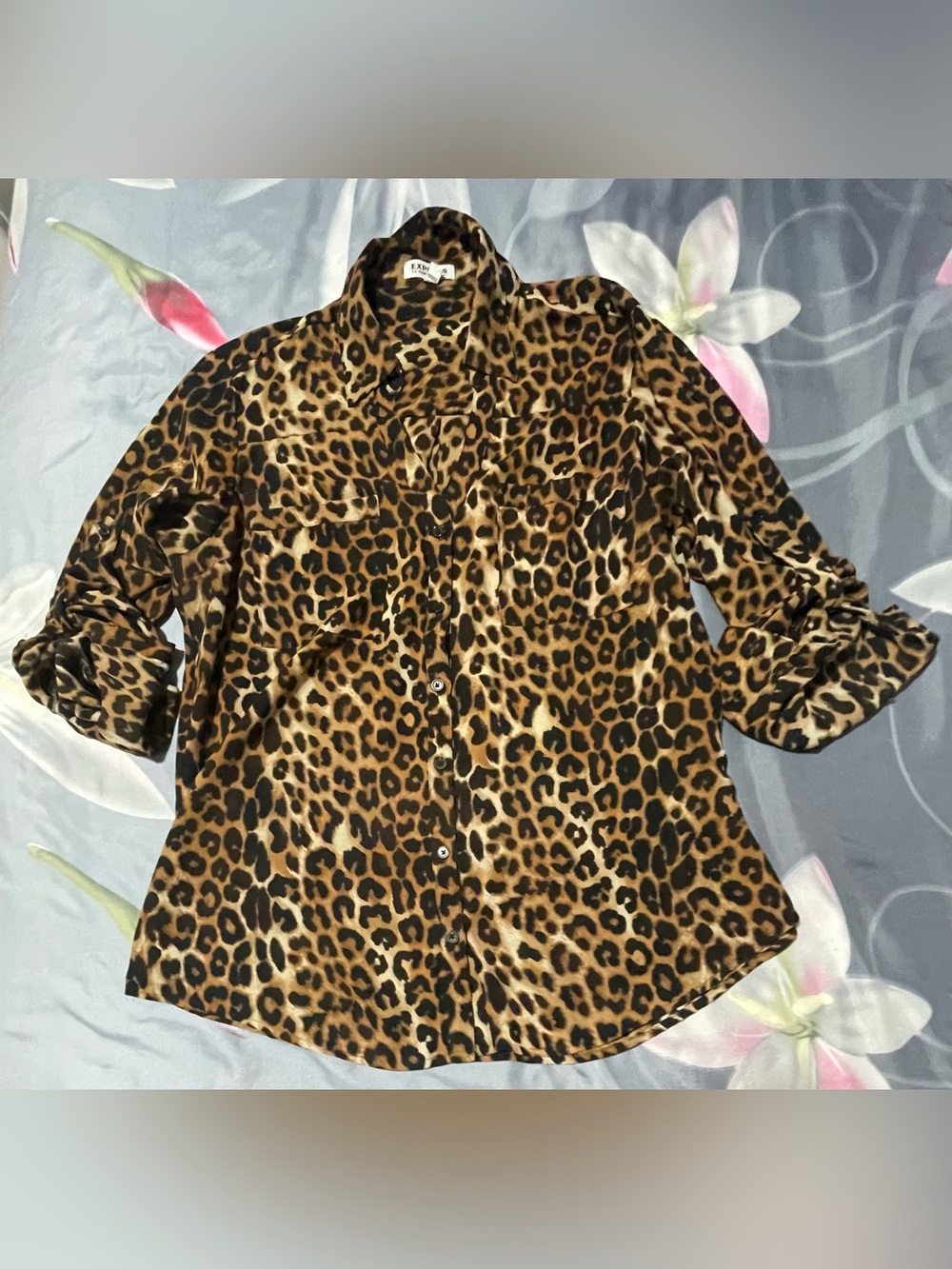 Express Leopard Print Button-Down Shirt - Brown & Black